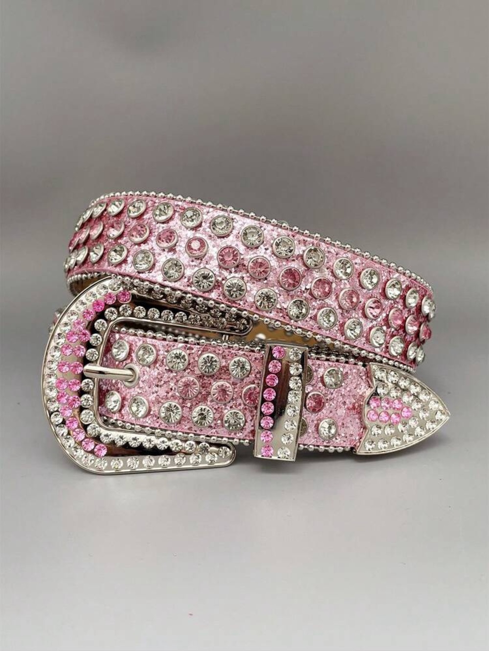 Pink Western Rhinestone Glitter Belt Streetwear Y2K Cowgirl Glam Maximalist